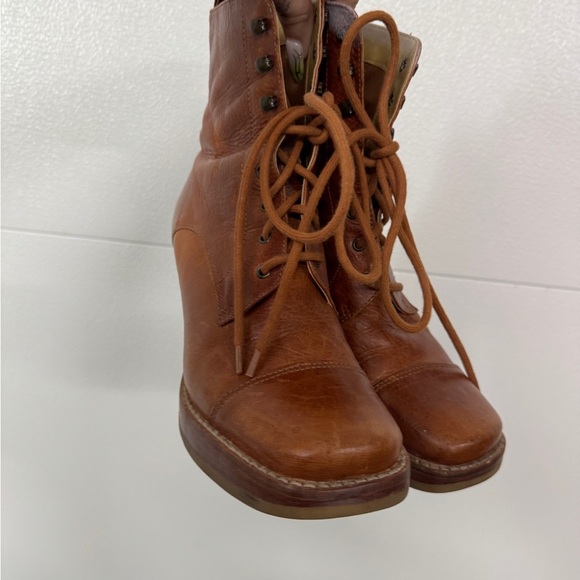 Schutz heeled y2k lace up vintage retro Brown Leather Women's Ankle Boots rare - Picture 2 of 6